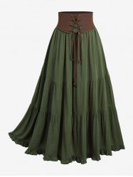 Plus Size Lace Up Grommets Waist Ruffles Skirt - Vert profond 5x | US 30-32