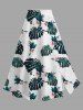 Tropical Leaf Flowers Print Hawaii Matching Set -  
