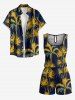 Matching Hawaii Shirt and Romper Beach Outfit Coconut Tree Plant Print For Couples -  