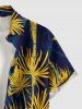Matching Hawaii Shirt and Romper Beach Outfit Coconut Tree Plant Print For Couples -  
