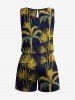 Matching Hawaii Shirt and Romper Beach Outfit Coconut Tree Plant Print For Couples -  