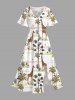 Ensemble de plage hawaïen assorti grande taille à imprimé girafe, cocotier et soleil pour couples - Blanc 