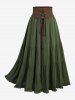 Plus Size Lace Up Grommets Waist Ruffles Skirt -  
