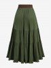 Jupe grande taille à lacets et œillets avec volants à la taille - Vert profond 2X | US 18-20