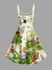 Robe débardeur hawaïenne à imprimé singes, oiseaux, fleurs tropicales et feuilles, grande taille - Vert profond S