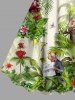 Robe débardeur hawaïenne à imprimé singes, oiseaux, fleurs tropicales et feuilles, grande taille - Vert profond S