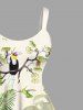 Robe débardeur hawaïenne à imprimé singes, oiseaux, fleurs tropicales et feuilles, grande taille - Vert profond S