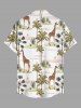 Plus Size Giraff Coconut Tree Sun Print Buttons Pocket Hawaii Shirt For Men -  