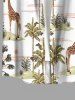 Plus Size Giraff Coconut Tree Sun Print Buttons Pocket Hawaii Shirt For Men -  