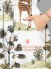 Plus Size Giraffe Coconut Tree Sun Print Split Hawaii Midi Dress -  