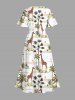 Plus Size Giraffe Coconut Tree Sun Print Split Hawaii Midi Dress -  