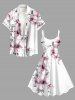 Robe débardeur hawaïenne à imprimé feuilles et fleurs d'hibiscus grande taille - Blanc 2X