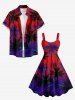 Coconut Tree Ombre Print Hawaii Tank Dress -  