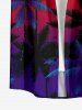 Coconut Tree Ombre Print Buttons Pocket Hawaii Shirt For Men - Rouge XL