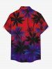 Coconut Tree Ombre Print Buttons Pocket Hawaii Shirt For Men - Rouge XL