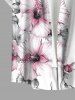 Plus Size Hibiscus Flowers Leaf Print Buttons Pocket Hawaii Shirt For Men -  