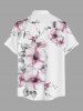 Plus Size Hibiscus Flowers Leaf Print Buttons Pocket Hawaii Shirt For Men -  