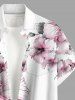 Plus Size Hibiscus Flowers Leaf Print Buttons Pocket Hawaii Shirt For Men -  