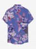 Chemise hawaïenne à imprimé de fleurs d'hibiscus et de feuilles, grande taille, avec poche boutonnée, pour homme - Pourpre  6XL