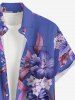 Chemise hawaïenne à imprimé de fleurs d'hibiscus et de feuilles, grande taille, avec poche boutonnée, pour homme - Pourpre  6XL
