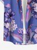 Chemise hawaïenne à imprimé de fleurs d'hibiscus et de feuilles, grande taille, avec poche boutonnée, pour homme - Pourpre  6XL