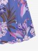 Plus Size Hibiscus Flower Leaf Print Hawaii Surplice A Line Cami Dress -  