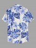 Chemise hawaïenne grande taille pour homme, à imprimé floral tropical et feuilles, boutons et poche. - Bleu Ciel S