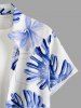 Chemise hawaïenne grande taille pour homme, à imprimé floral tropical et feuilles, boutons et poche. - Bleu Ciel S