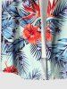 Hibiscus Flower Tropical Leaf Print Buttons Pocket Hawaii Shirt For Men -  
