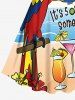 Parrot Fruit Juice Coconut Tree Cloud Seascape Print Hawaii Vintage Dress -  