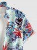 Hibiscus Flower Tropical Leaf Print Buttons Pocket Hawaii Shirt For Men -  