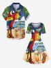 Plus Size Parrot Fruit Juice Coconut Tree Cloud Seascape Print Hawaii Vintage Dress -  