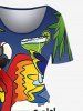 Plus Size Parrot Fruit Juice Coconut Tree Cloud Seascape Print Hawaii Vintage Dress -  