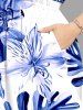 Flowers Tropical Leaf Print Split Hawaii Midi Dress -  