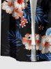 Chemise hawaïenne grande taille pour homme, à imprimé tropical de fleurs d'hibiscus et de feuilles, avec boutons et poche. - Noir 2XL