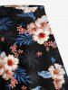 Hibiscus Flower Leaf Tropical Print Split Hawaii Skirt -  