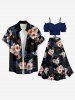 Hibiscus Flower Leaf Tropical Print Split Hawaii Skirt -  