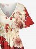 Flower River Print Hawaii Split Pocket A Line Midi Dress -  