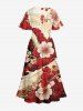 Flower River Print Hawaii Split Pocket A Line Midi Dress -  