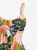 Tropical Leaf Flamingo Print Hawaii A Line Dress - Rose  L