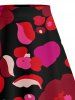 Jupe trapèze fendue hawaïenne à imprimé pétales de fleurs et cœurs grande taille - Rouge M