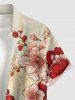 Chemise hawaïenne à imprimé floral et poche boutonnée grande taille pour homme - Rouge foncé M