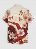 Chemise hawaïenne à imprimé floral et poche boutonnée grande taille pour homme - Rouge foncé M