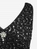 Robe trapèze grande taille à paillettes scintillantes avec ceinture amovible - Noir 1X | US 14-16