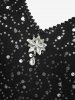 Robe trapèze grande taille à paillettes scintillantes avec ceinture amovible - Noir 1X | US 14-16
