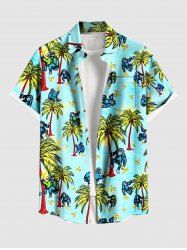 Plus Size Coconut Tree Banana Gorilla Print Buttons Pocket Hawaii Shirt For Men -  