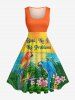 Ensemble de plage hawaïen assorti pour couples, grandes tailles, imprimé perroquets, fleurs, feuilles, coucher de soleil et paysage marin - Orange 