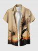 Matching Hawaii Shirt and Romper Beach Outfit Hibiscus Flower Ombre Sunset Print For Couples -  