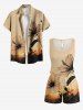 Matching Hawaii Shirt and Romper Beach Outfit Hibiscus Flower Ombre Sunset Print For Couples -  
