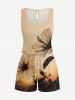 Matching Hawaii Shirt and Romper Beach Outfit Hibiscus Flower Ombre Sunset Print For Couples -  